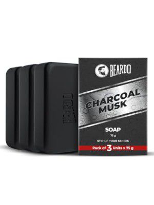 Beardo Activated Charcoal Musk Soap for Men, 75g x 3 | With Activated Charcoal