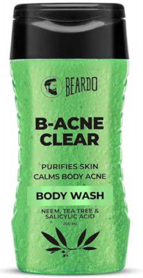 Beardo Body Acne Clear Body Wash for Men 200 ml | With Neem, Tea Tree and Salicylic Acid | Clean Clear Skin | For Body Acne and Skin Purification | B-acne