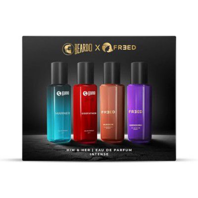 Beardo Him & Her Perfume Giftset 20ml x 4 | Long Lasting Spicy Eau De Parfum | Gift For Couple, Men Women