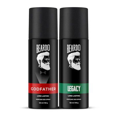 Beardo Perfume Deo Spray - LEGACY & GODFATHER Deodorant for Men (150ml x 2) | Long Lasting Deo for Men