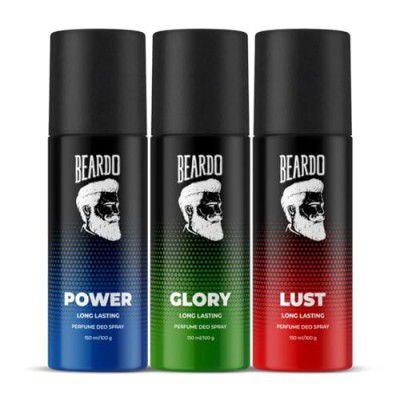 Beardo Power, Lust & Glory Perfume Body Spray (Set of 3)