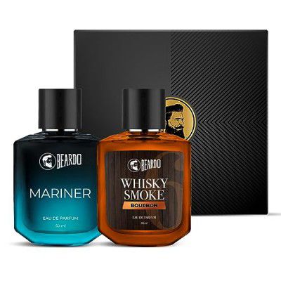 Beardo Whisky Smoke Bourbon Perfume 50ml & Mariner Perfume 50ml Combo | Long Lasting Perfume For Men | Oriental, Woody, Leathery | Fresh, Aqua Notes | Gift Set