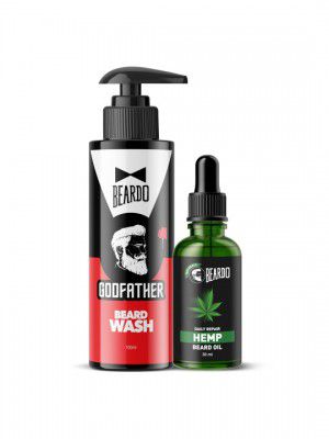 BEARDOMen Set of Godfather Beard Wash 100ml & Hemp Beard Hair Oil 30ml