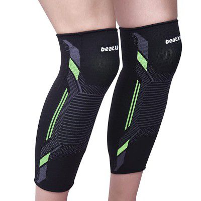 beatXP Black & Green Color 3D Knee Support For Men & Women (Pack Of 2) | Knee Compression Support For Pain Relief, Injury Recovery, Sports, Gym, Cycling, Breathable & Light Weight With 2 Way Stretchab