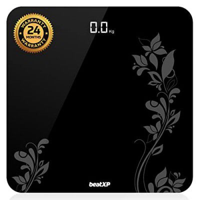 beatXP Gravity Flora Digital Weight Machine with Thick Tempered Glass & LCD Display Weighing Scale