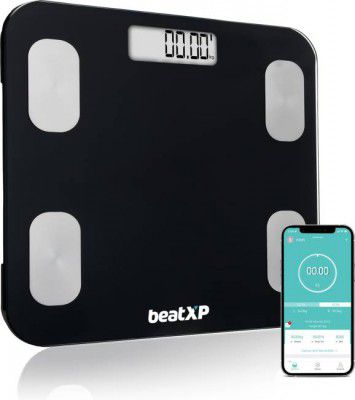 beatXP Smart Plus Weight Machine with 13 Body Parameters |Bluetooth App| Weighing Scale  (Black)