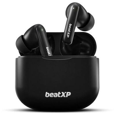 beatXP Vibe XPods Bluetooth True Wireless Ear buds with 60H Playtime, Quad Mic ENC, Gaming Mode with 40ms low latency, Type C earphone with 11mm drivers, IPX5, BT 5.3, Touch Control (Black)