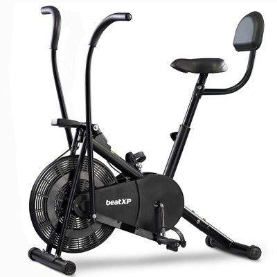 beatXP Vortex Active 2M Air Bike Exercise Cycle for Home | Gym Cycle for Workout with Adjustable Cushioned Seat | Moving Handles | Back Support Full Body Workout Gym Fitness Cycle Machine With 6 Month