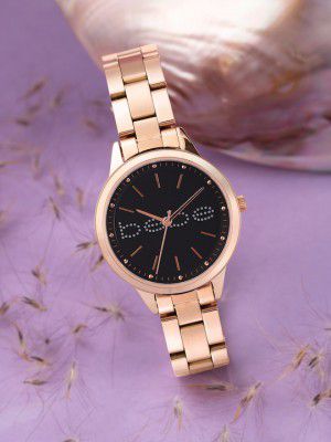 bebeWomen Black Printed Dial & Rose Gold Toned Straps Analogue Watch BB-11-01