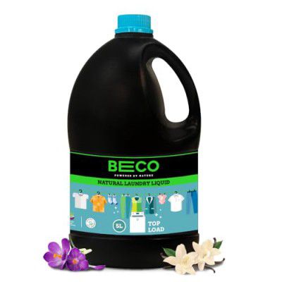 Beco Matic-Top Load Natural Laundry Liquid Detergent| 5 Litre Bottle | Natural Formula for Tough Stain Removal & Fabric Care | No Harsh Chemicals | 100% Ecofriendly