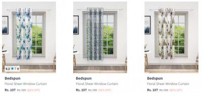 Bedspun Window Curtain up to 82% off Starting @ ₹101