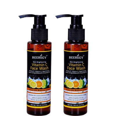 BEEREGY Vitamin C Skin Brightening Face Wash Pack of 2 - Net Vol 200ml