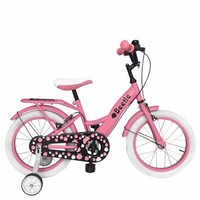 Beetle Panache 16T Kids Bike, 10 Inch Frame, Pink, Single Speed Steel Frame Bike with Support Wheels, Ideal for 5-7 Years Unisex, Height 3-4 feet