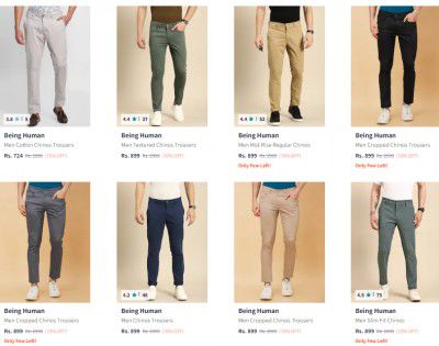 Being Human Men's Trousers Upto 77% Off | Starts @Rs 620