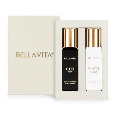 Bella Vita Luxury CEO Man & White Oud Unisex Perfume Combo with Tonka, Agarwood & Orange | Woody Long Lasting EDP Fragrance Scent, Pack of 2, 20 ml Each