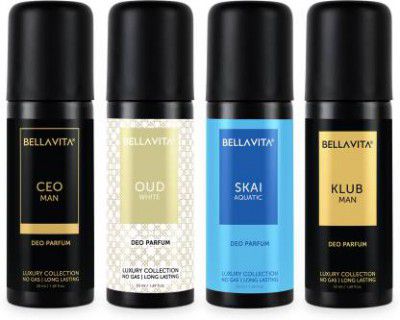 Bellavita Deo Parfum Travel-Size Gift Set|4x50 ml|Long Lasting Fragrance| Deodorant Spray  -  For Men & Women  (200 ml, Pack of 4)