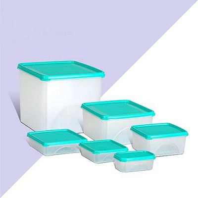 Belocopia - 6 Piece Storage Container for Kitchen Set (7.2 L), Aqua Green