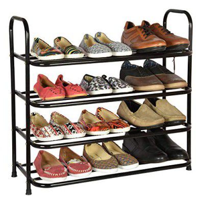 Benesta Multi-Purpose Carbon Steel Shoe Rack - (4 Tier, Black)