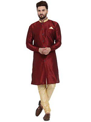 BENSTOKE Mens Silk Blend Kurta and Churidar set