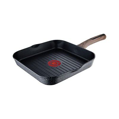 Basics Non-Stick Grill Pan (Induction and Gas Compatible), 28 cm,  Aluminium, Black