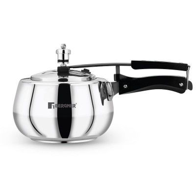 BERGNER Aragon 3 Liter Stainless Steel Pressure Cooker with Inner Lid, Induction Base, Bakelite Handle, Silver