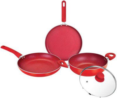 BERGNER Induction Bottom Non-Stick Coated Cookware Set (Aluminium, 4 - Piece)