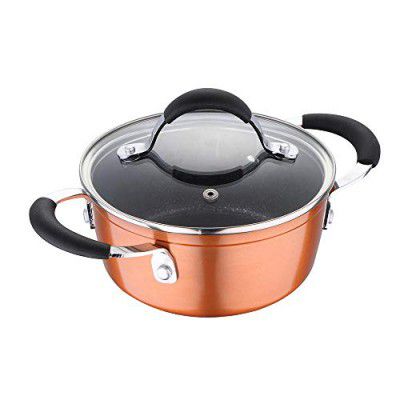 Bergner Infinity Chefs Forged Aluminium Non-Stick Casserole with Glass Lid (18 cm, 1.9 Litres, Induction Base, Copper)