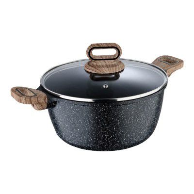 BERGNER Ultimate Non-Stick Casserole with Glass Lid 24 cm, 3.8L, Heatdot Technology & Induction Base, Food Safe, Grey