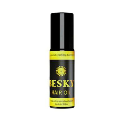 Besky Hair Oil - Fractionated Coconut Oil, Plant Extracts and Essential Oils based Lightweight, Non-Sticky Formula for Soft and Shiny Hair with Enhanced Volume and Easy Styling!