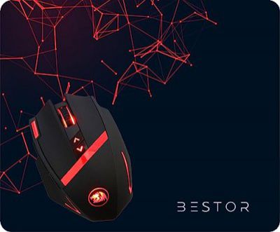 BESTOR Ultra-Low Friction Gaming Mouse Mat, Anti-Slip Base, High Durability, Waterproof, Quick Movements Mousepad for Pro Gamers or Grafic Designers Working at Home & Office (Red/Black)