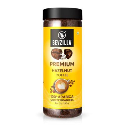 Bevzilla 200 Gram Instant (Hazelnut) Coffee Powder | Make 100 Cups | Espresso, Latte & Cappuccino | Hot & Cold Coffee