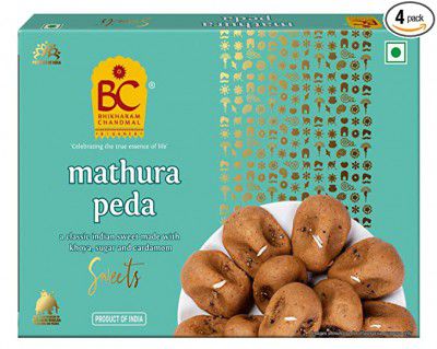 Bhikharam Chandamal - Indian Sweets - Mathura Peda - Doodh Peda 125g (125g Pack of 4)