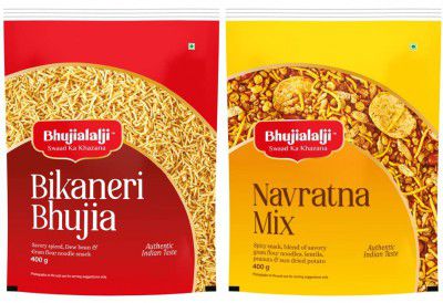 Bhujialalji Bikaneri Bhujia and Navratna Mix (pack of 2) 800g