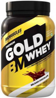 BIGMUSCLES NUTRITION Premium Gold Whey | 25g Protein Per Serving, 0g Sugar,5.5g BCAA Whey Protein  (750 g, Belgian Chocolate)