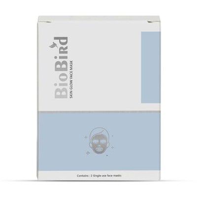 BioBird Skin Glow Fairness Facial Sheet Mask | Hydrating & Instant Glow | With Niacinamide, Sodium Hyaluronate and Kakadu Plum Extract | 2 Single use face mask