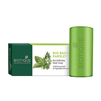 Biotique Basil & Parsley Revitalizing Bathing Bar |  Ayurvedic and Organically Pure | Maintains Skin’s Natural pH |100% Botanical Extracts| Suitable for All Skin Types | 150gm 3, 225 g (3 x 75 g)