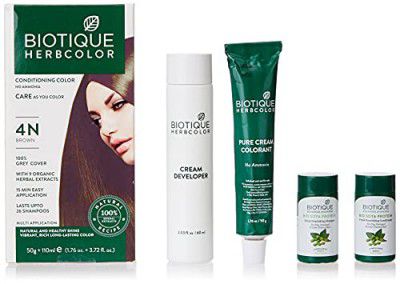 Biotique Bio Herbcolor Conditioning Hair Color, 50g + 110ml - Brown 4N (Pack of 1)