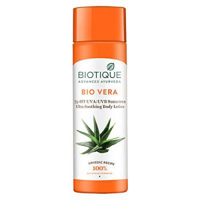 Biotique Bio Vera 75+SPF UVA/UVB Sunscreen Ultra Soothing Body Lotion, 190ml