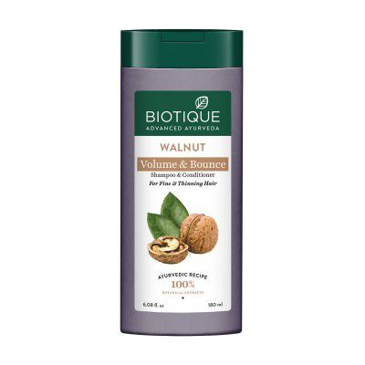 Biotique Bio Walnut Volume & Bounce Shampoo & Conditioner for Fine & Thinning Hair, 180 ml