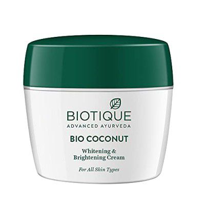 Biotique Coconut Brightening Instant Glow Cream| Reduces Dark Spots and Protects Ageing | Nourished and Moisturized Skin |100% Botanical Extracts| All Skin Types | 175gm