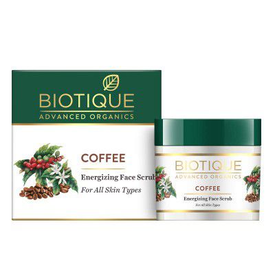 Biotique Coffee Energizing Face Scrub for All Skin Types,50 Gm | Deep Exfoliation, Removes Blackheads & Whiteheads, De-Tan | Paraben & SLS Free