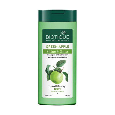 Biotique Green Apple Shine & Gloss Shampoo & Conditioner For Glossy Healthy Hair, 180 ml