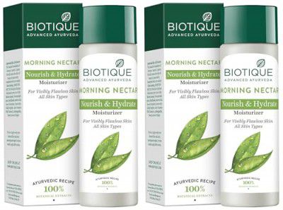 Biotique Morning Nectar Flawless Skin Moisturizer l Prevents Dark spots, Blackheads and Blemishes l Visibly Flawless Skin l Nourishes and Hydrates Skin l All Skin Types l 190ml (Pack of 2)