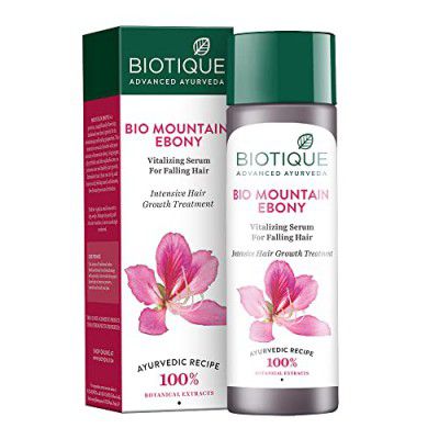 Biotique Mountain Ebony Vitalizing Serum | Prevents Hair Fall & Soothes Scalp| Promotes Hair Growth | 100% Botanical Extracts | Suitable for All Skin Types | 120ml