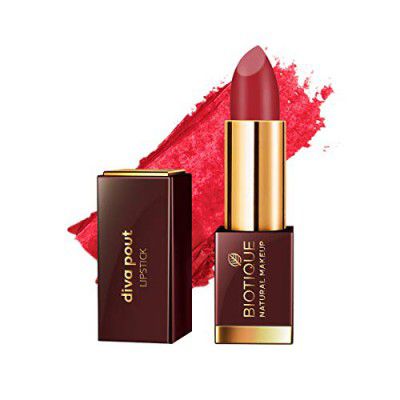 Biotique Natural Makeup Diva Pout Lipstick, Red Alert Matte Finish