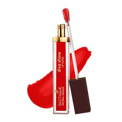 Biotique Natural Makeup Diva Shine Lip Gloss, Paprika Madness Red