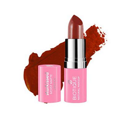 Biotique Natural Makeup Starkissed Moist Matte Lipstick, Sea of Poppies