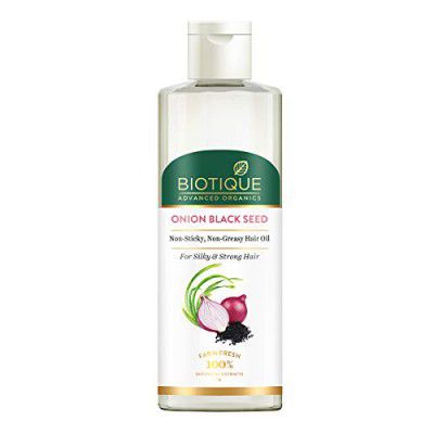 Biotique Onion Black Seed Hair Oil for Silky and Strong Hair, 200ml | Controls Hair Fall, Promotes Growth