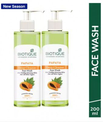 BIOTIQUE Papaya Deep Cleanse For Glowing Skin| All Skin Types| Men & Women Face Wash  (400 ml)