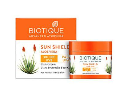 Biotique Sun Shield Aloe Vera 30+ Spf UVB Sunscreen Ultra Protectective Face Cream, 50G, Pack Of 1